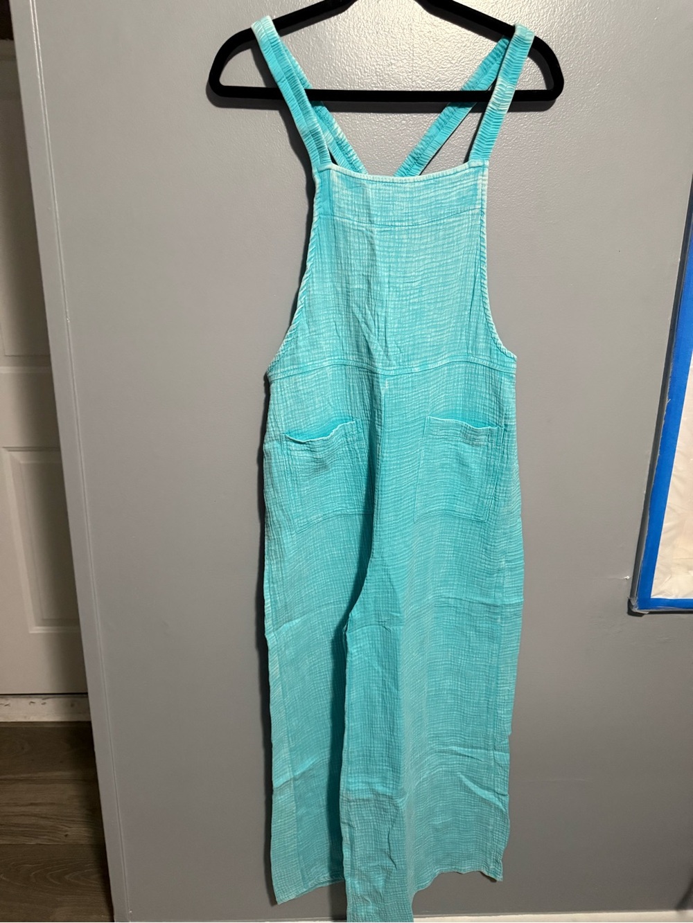 Zenana Mint Sky Cotton Gauze Wide-Leg Jumpsuit - Picture 2 of 4